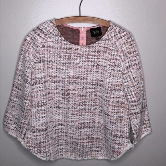 𝅺w5 Anthropologie Cream Red Long Sleeve Blouse M - Picture 1 of 8